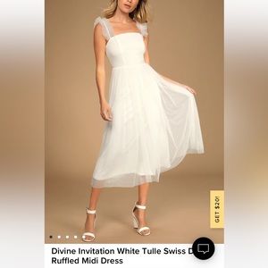 Lulus Divine Invitation White Tulle Ruffle Midi Dress